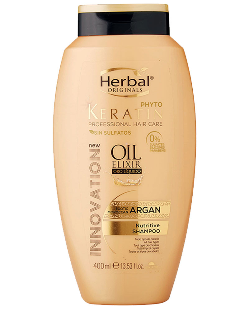 شامپو هربال 400 میل موهای صاف شده زولفوم پوست و مو herbal zolfom hair skin phyto keratin shampoo argan
