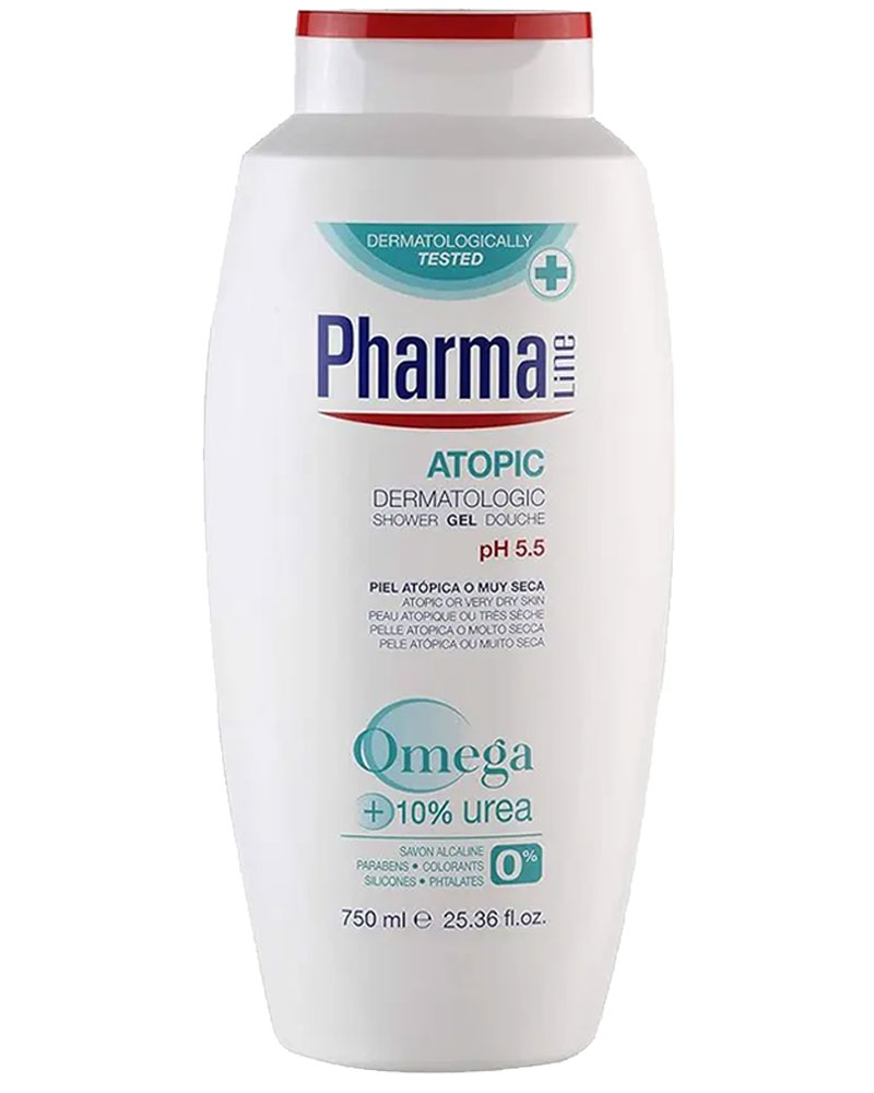 شامپو بدن هربال 750 میل پوستهای بسیار خشک و دارای اگزما زولفوم پوست و مو herbal zolfom hair skin pharmaline body atopic shampoo