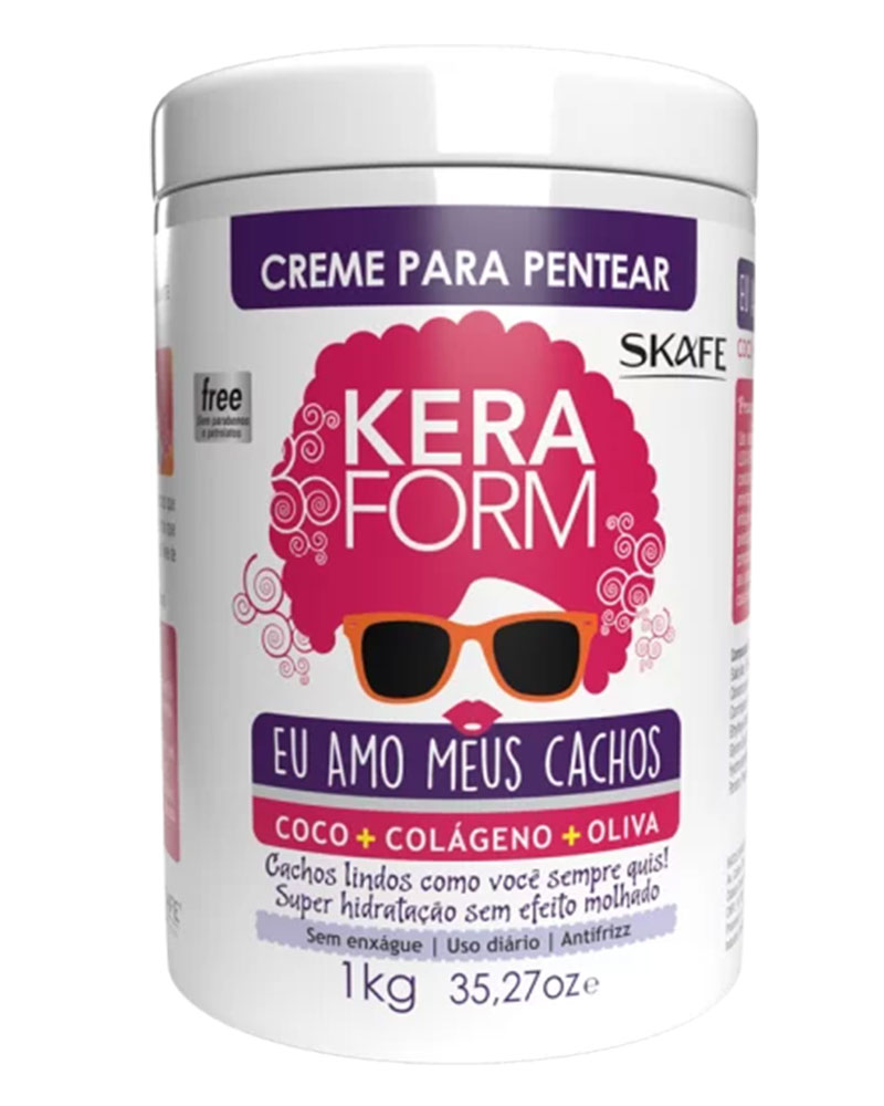 ماسک اسکیف موهای فر 1000 میل زولفوم پوست و مو skafe zolfom hair skin Skafe - Linha Keraform (Creme para Pentear) - Eu Amo Meus Cachos 1 Kg - (Keraform (Combing Cream) Collection - Love My Curls Net 32.27