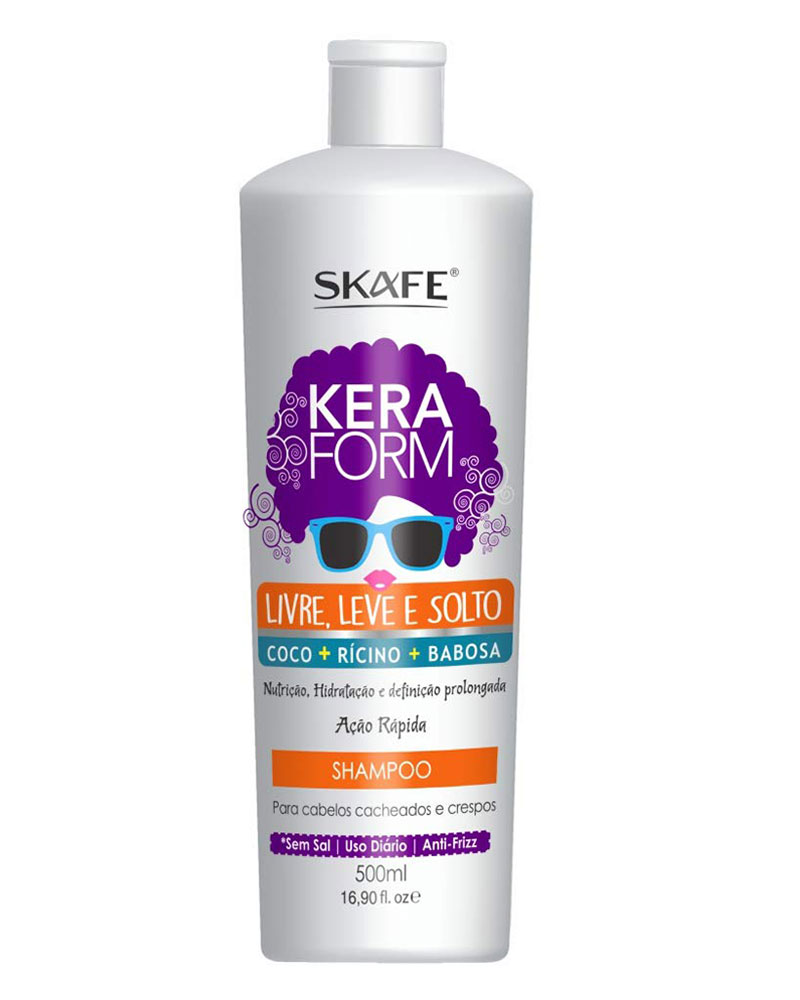 شامپو اسکیف موهای فر اسکالپ چرب 500 میل زولفوم پوست و مو skafe zolfom hair skin keraform Shampoo Keraform Livre, Leve e Solto 500ml