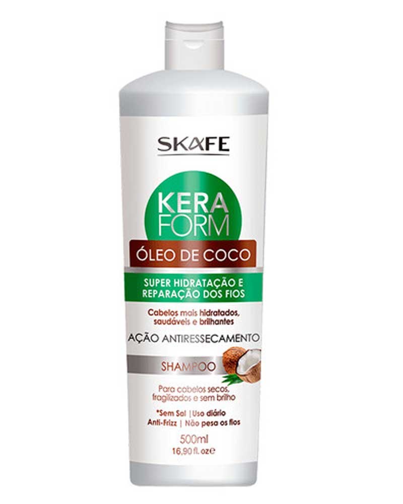 شامپو روغن نارگیل مخصوص اسکالپ و فیبر خشک شامپو روغن نارگیل 500میل Keraform Shampoo Cocont Oil 500ml zolfom زلفوم آموزش و فروش تخصصی مراقبت از مو و پوست