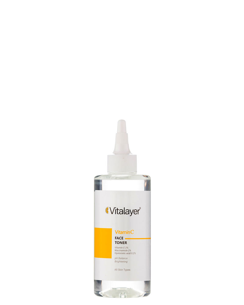 تونر ویتامین سی ویتالیر مناسب انواع پوست حجم 200 میلی لیتر Vitalayer Vitamin C Face Toner 200ml zolfom زلفوم آموزش و فروش تخصصی مراقبت از مو و پوست