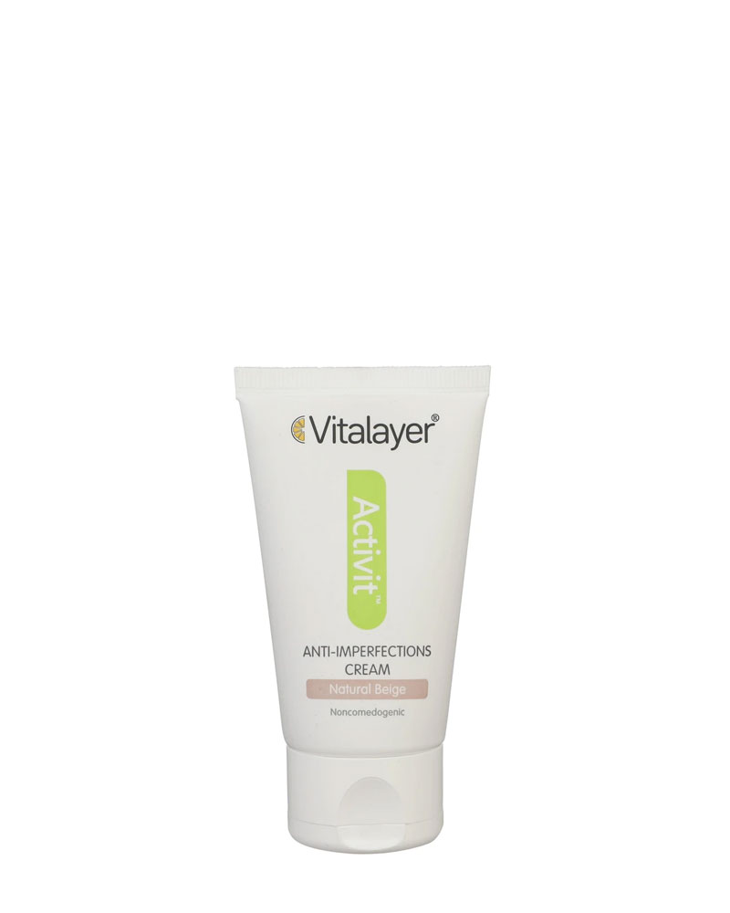 کرم ضد جوش رنگی ویتالیر سری Activit مدل Natural Tinted حجم 40 میلی لیتر anti-imperfections-cream-natural-beig zolfom زلفوم آموزش و فروش تخصصی مراقبت از مو و پوست